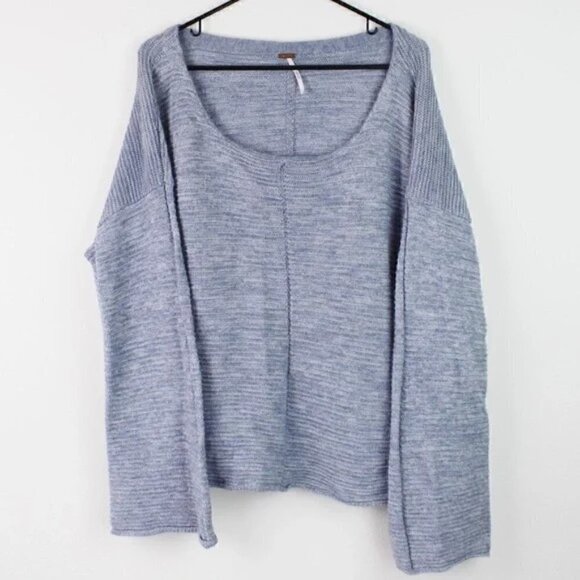 Free People River Blue Alpaca Wool Sweater Size S - Picture 3 of 5